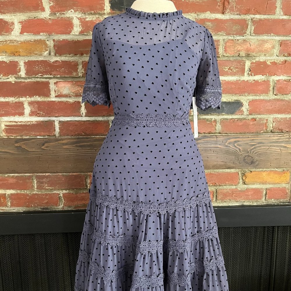 NWT Aqua Navy Polka Dot Dress